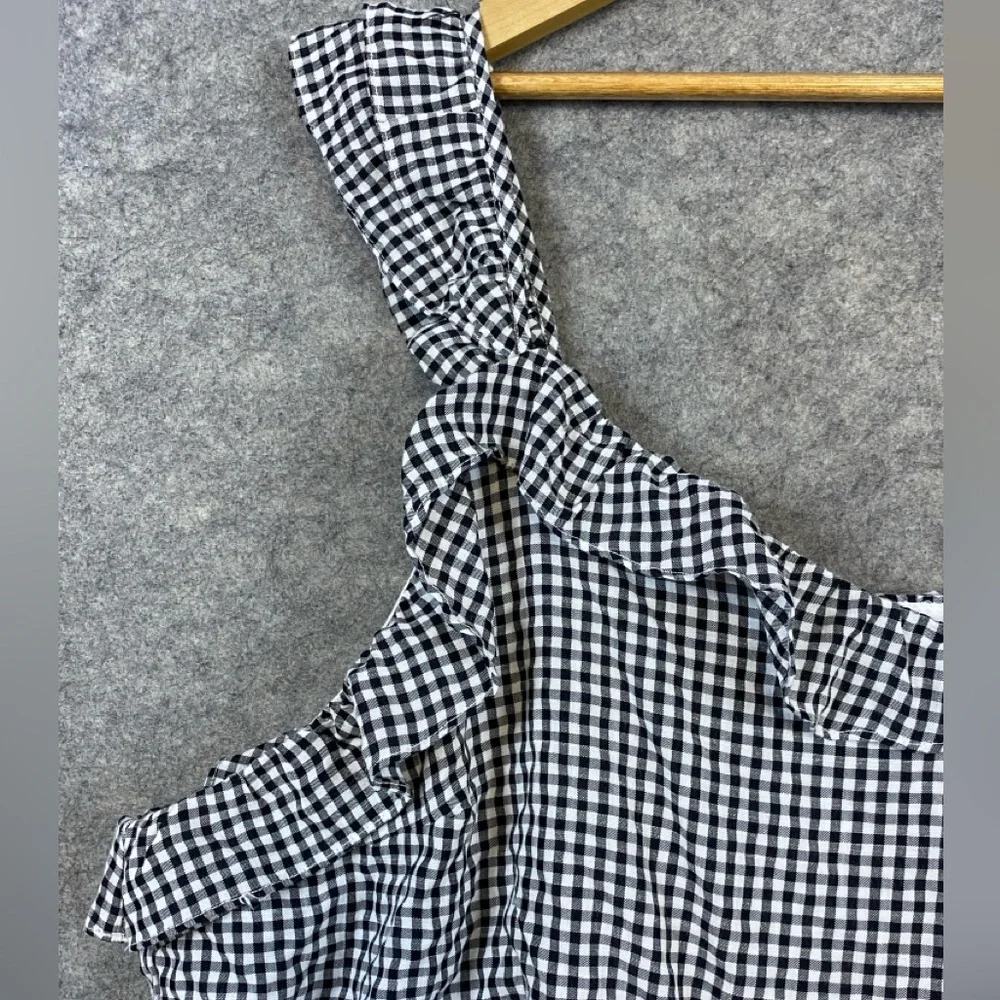 Andree By Unit Dress Size 3X Black White‎ Gingham Ruffle Above Knee Tie Waist